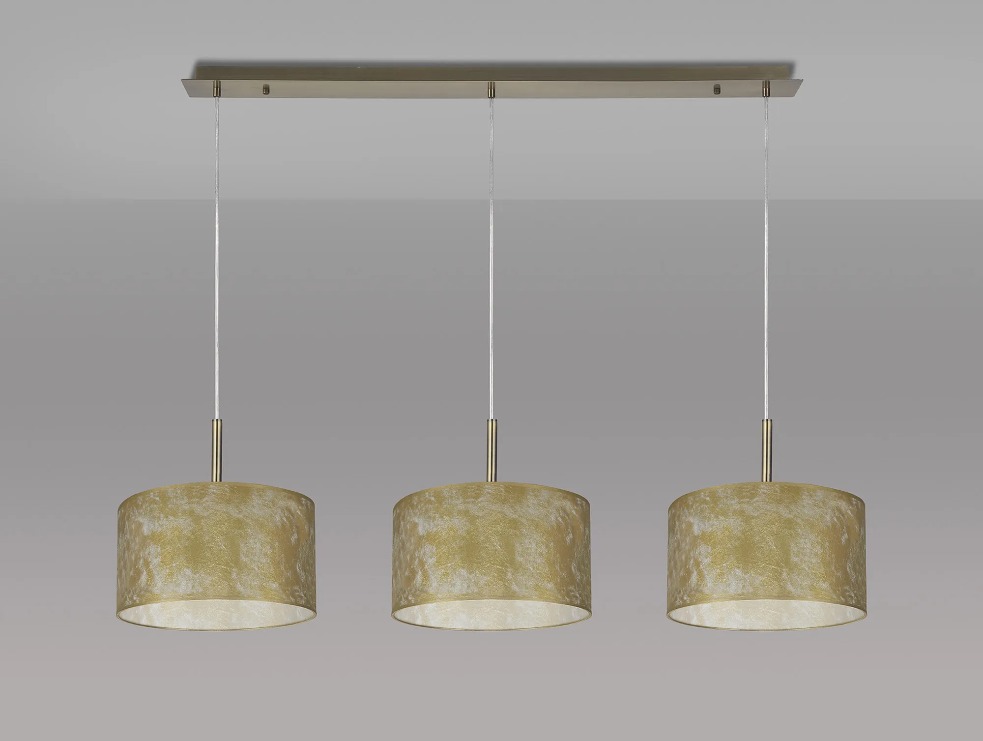 Baymont 30cm Shade 3 Light Pendant Antique Brass, Gold Leaf DK0843  Deco Baymont AB GL